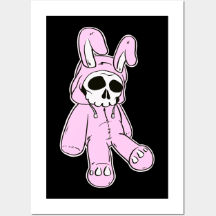 Skeleton Skull Pink Dead Hare Costume Rabbit Bunny Posters and Art